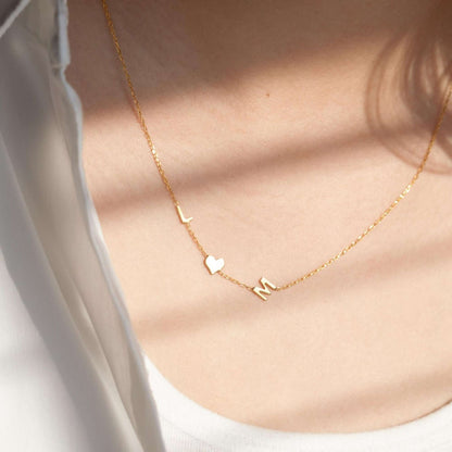 Personalized Sideway Initial Necklace - Up to 9 Letters/Symbols
