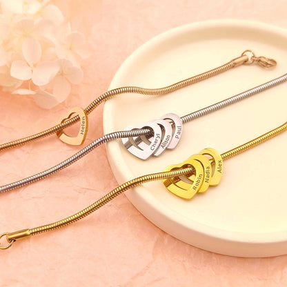 Personalized Name Heart Bracelet - 8"