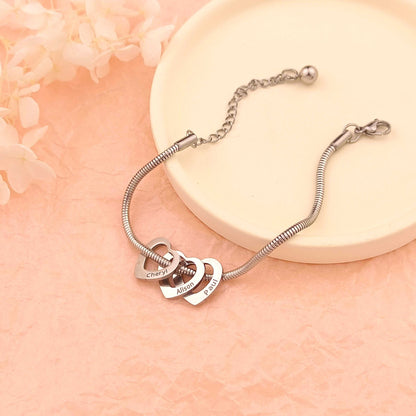 Personalized Name Heart Bracelet - 8"