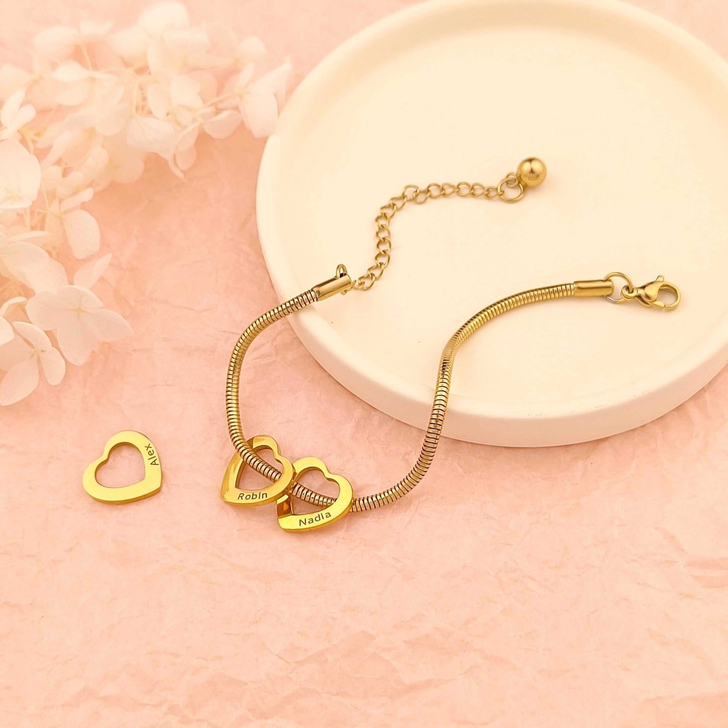 Personalized Name Heart Bracelet - 8"